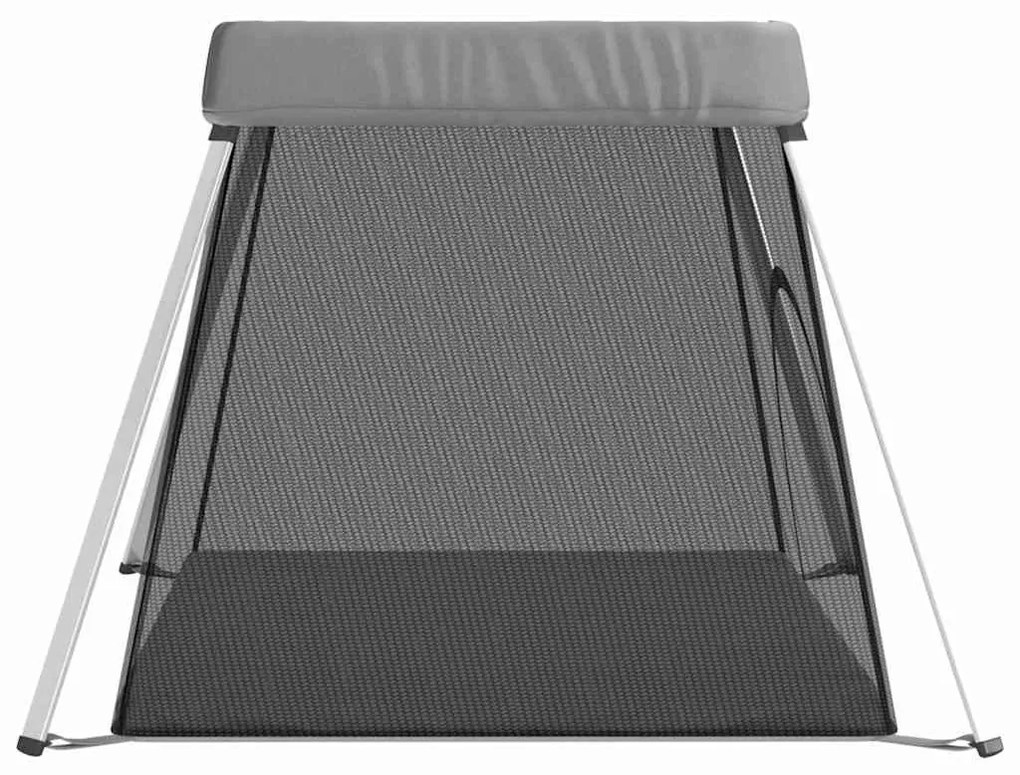 vidaXL Παρκοκρέβατο Βρεφικό με Στρώμα Ανοιχτό Γκρι από Λινό Ύφασμα