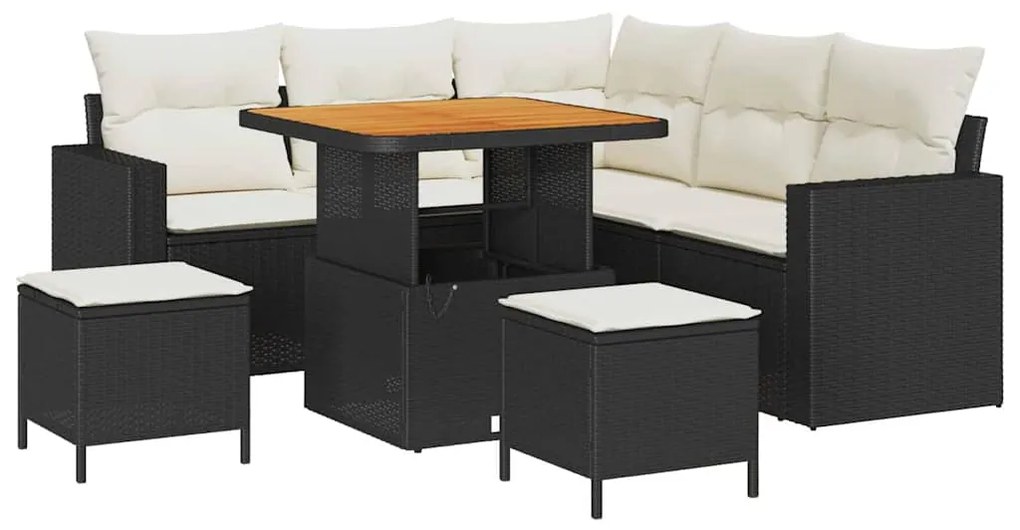 vidaXL Σετ Καναπέ Κήπου 8 pcs Μαύρο και κρεμ 80 x 80 x 71 cm
