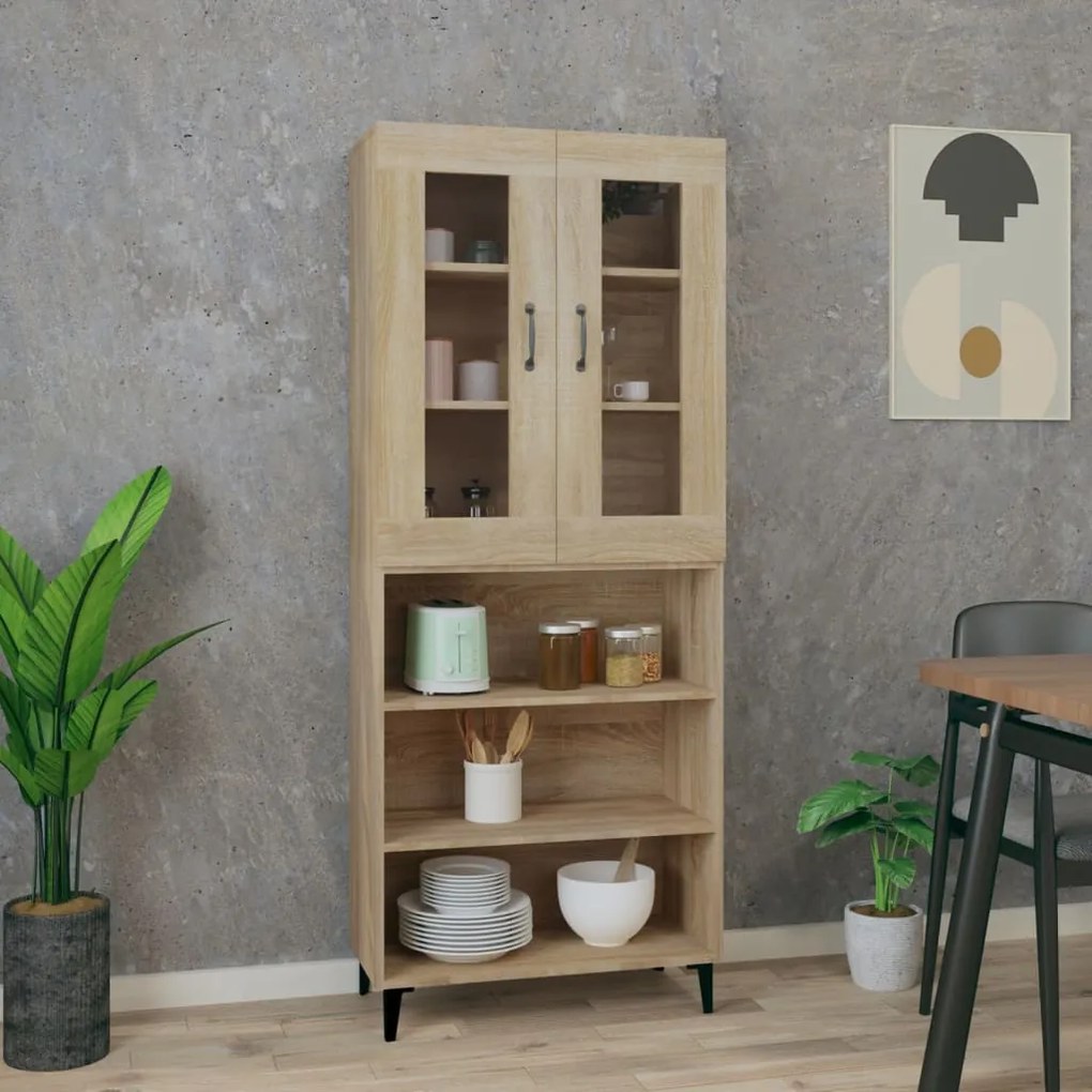 vidaXL Ντουλάπι Sonoma δρυς 69,5 x 34 x 180 εκ. από Επεξεργασμένο Ξύλο