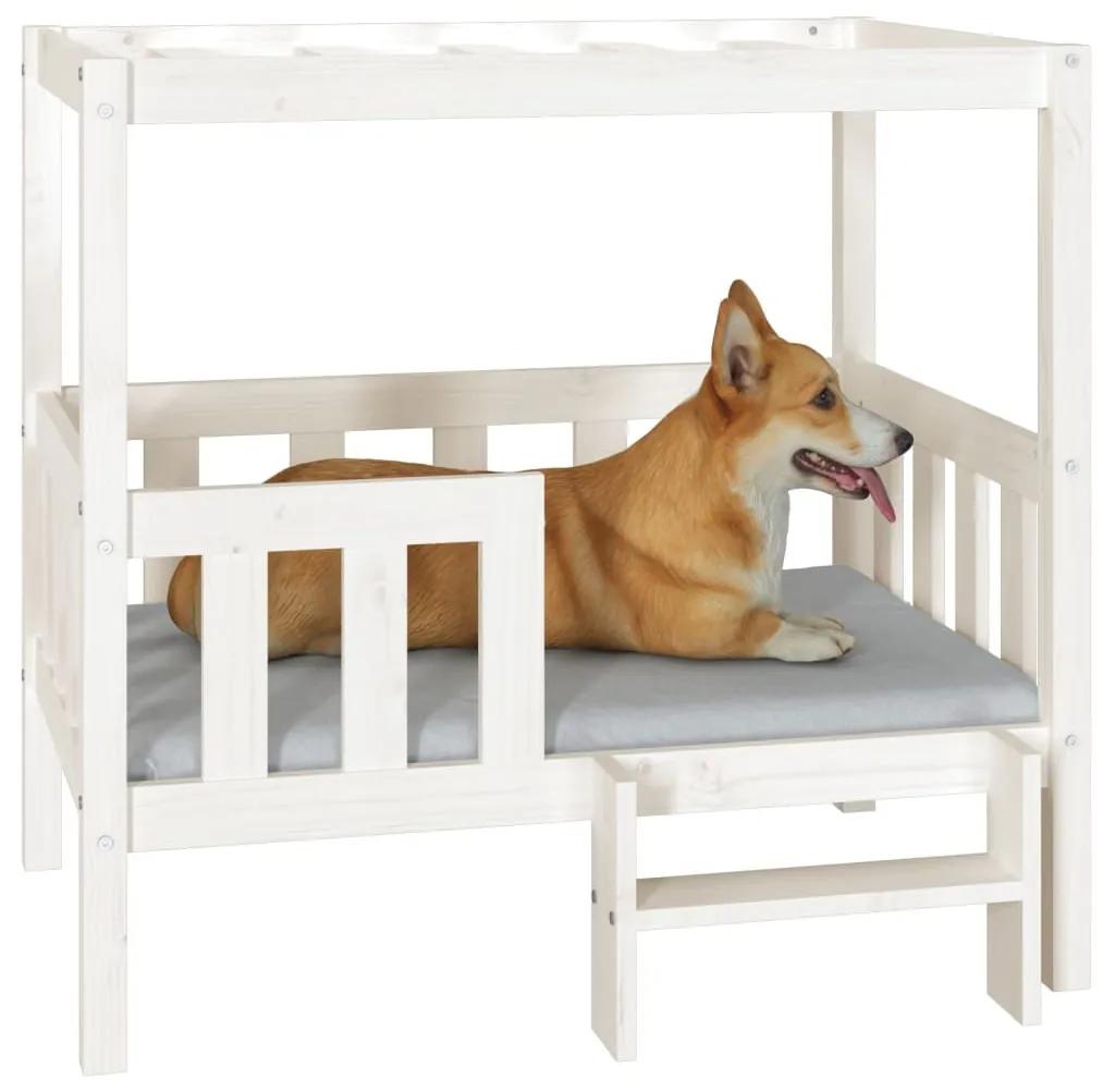 Κρεβάτι Σκύλου Λευκό 95,5x73,5x90 εκ. από Μασίφ Ξύλο Πεύκου - Λευκό