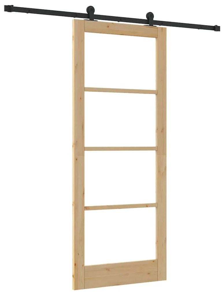 vidaXL Συρόμενη Πόρτα Χειροκίνητος Καφέ 86 x 211 cm Ξύλο και μέταλλο