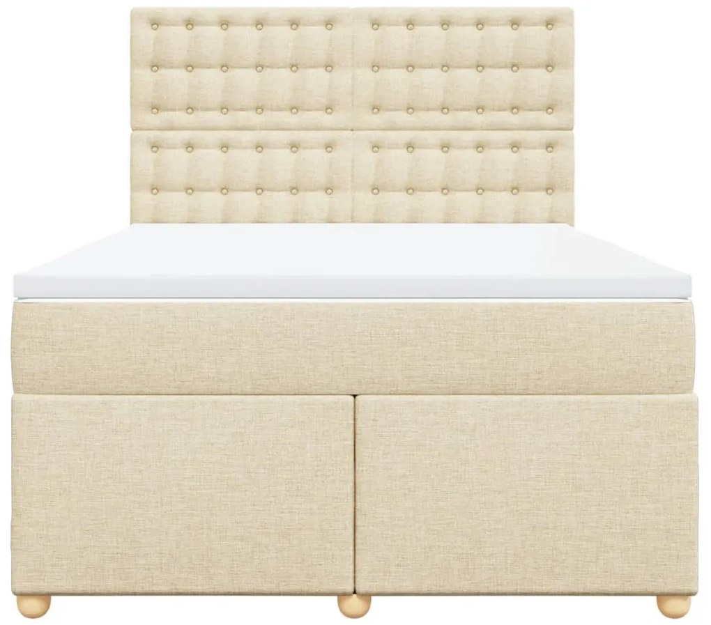 vidaXL Κρεβάτι Boxspring με Στρώμα Κρεμ 160x200 εκ. Υφασμάτινο