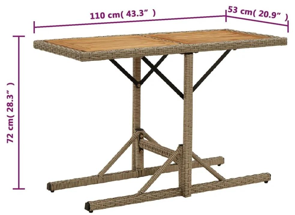 Τραπέζι Κήπου Μπεζ από Μασίφ Ξύλο Ακακίας και Συνθετικό Ρατάν - Μπεζ
