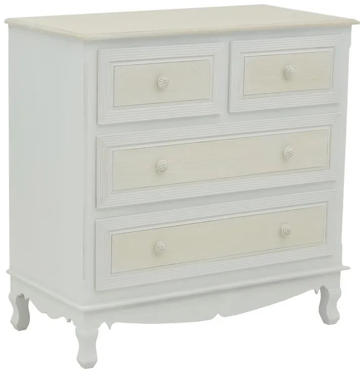 Συρταριέρα Joliene Inart mdf σε λευκή αντικέ-φυσική απόχρωση 80x40x80εκ 80x40x80 εκ.