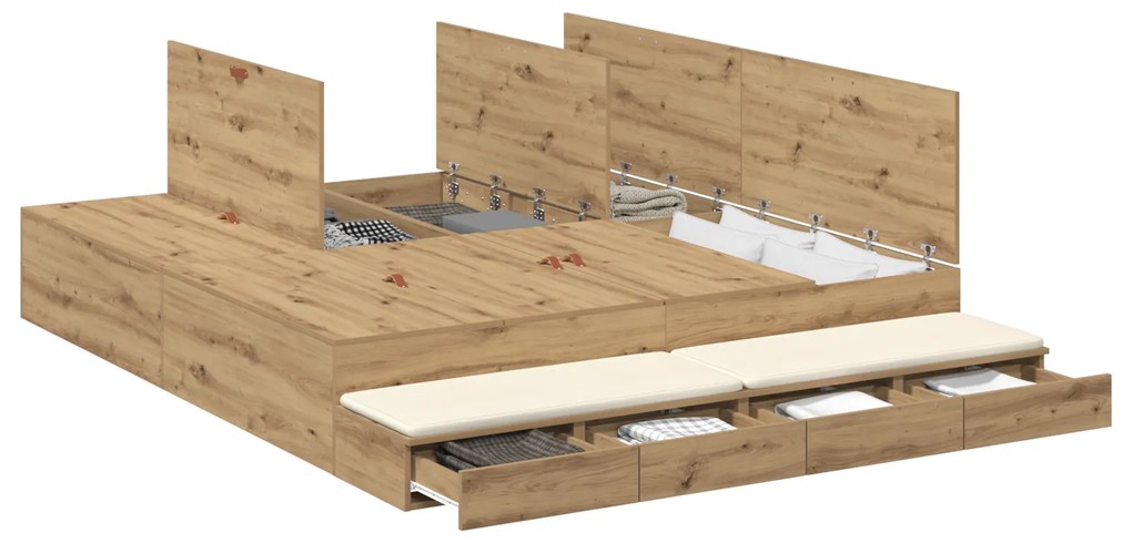 vidaXL Κρεβάτι Αποθήκευσης Artisan Oak 180x200 εκ.