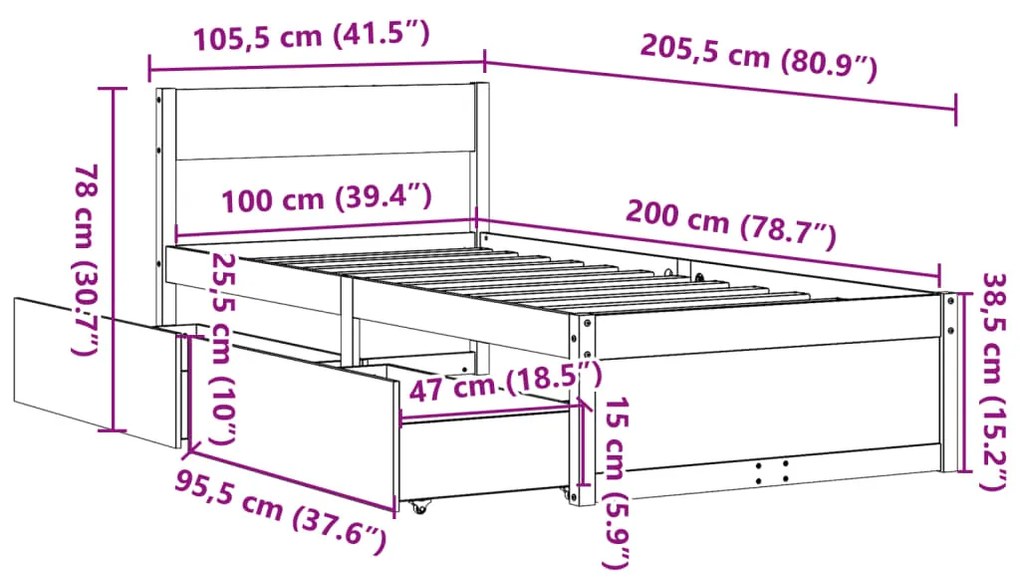 ΣΚΕΛΕΤΟΣ ΚΡΕΒΑΤΙΟΥ ΧΩΡΙΣ ΣΤΡΩΜΑ 100X200 ΕΚ. ΜΑΣΙΦ ΠΕΥΚΟ 846789