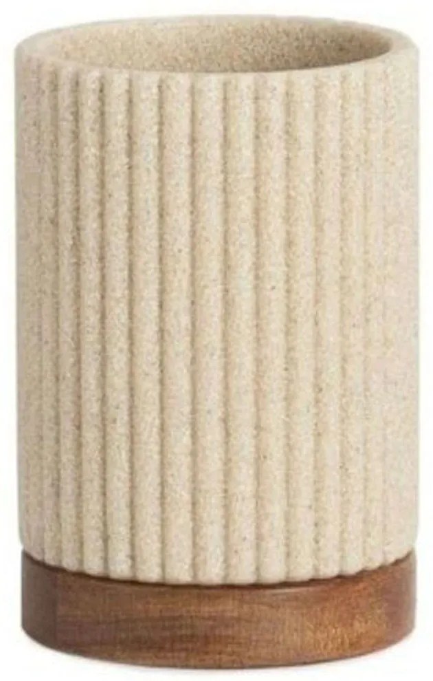 Ποτηροθήκη LBTAH-BA22103 Φ8x11cm Beige-Natural Andrea House Polyresin,Ξύλο