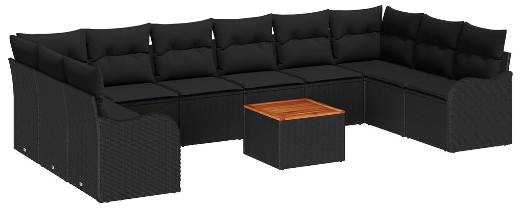 vidaXL Σετ Καναπέ Κήπου 10 pcs Μαύρο Μεγάλο