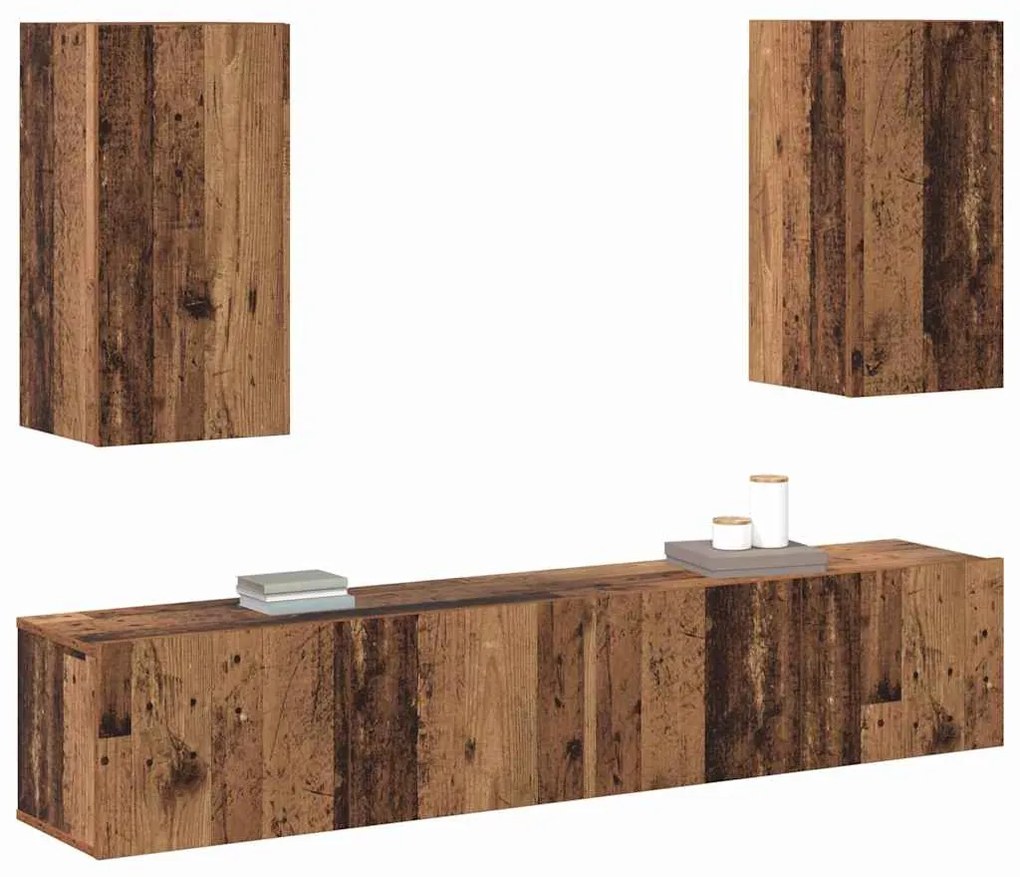 vidaXL Σετ επίπλου τηλεόρασης 4 pcs Παλαιό ξύλο 80 x 30 x 30 εκ