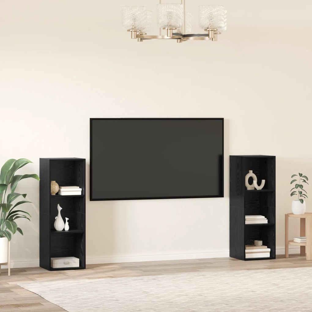 vidaXL Σετ επίπλου τηλεόρασης 2 pcs Μαύρη Δρυς 107 x 35 x 37 cm