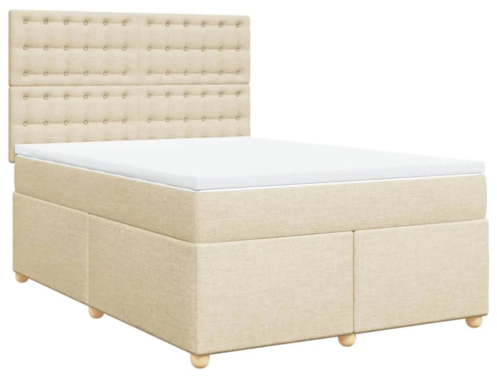 ΚΡΕΒΑΤΙ BOXSPRING ΜΕ ΣΤΡΩΜΑ ΚΡΕΜ 140X200 ΕΚ. ΥΦΑΣΜΑΤΙΝΟ 3291322