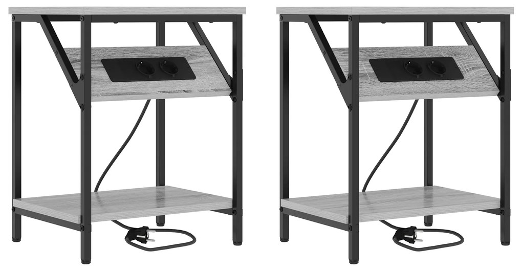 vidaXL Κουτιά Κρεβατοκάμαρας 2 pcs Γκρι sonoma Επεξεργασμένο ξύλο