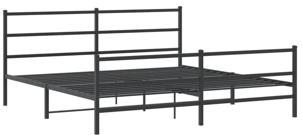 Πλαίσιο Κρεβατιού με Κεφαλάρι/Ποδαρικό Μαύρο 200x200εκ. Μέταλλο - Μαύρο