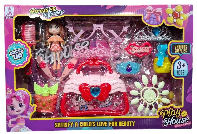 Σετ Τσαντάκι με Αξεσουάρ Ομορφιάς &amp; Κούκλα Mini