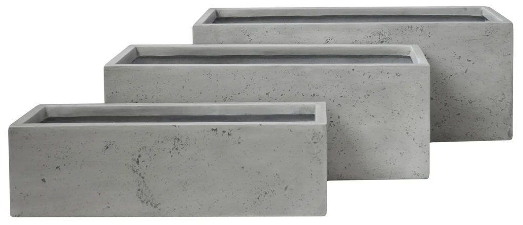 ΣΕΤ 3ΤΜΧ ΓΛΑΣΤΡΕΣ ΟΡΘΟΓΩΝΙΕΣ GARDENER HM4723 FIBERCLAY ΓΚΡΙ CEMENT 81x30x30Υεκ.