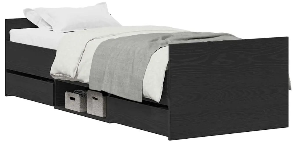 vidaXL Σκελετός Κρεβατιού Μαύρη δρυς 75 x 190 cm Επεξεργασμένο ξύλο