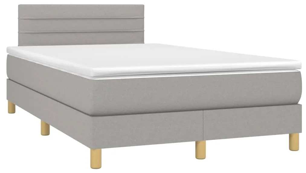 Κρεβάτι Boxspring με Στρώμα Ανοιχτό Γκρι 120x200 εκ. Υφασμάτινο - Γκρι