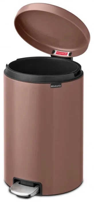 Κάδος με πεντάλ Brabantia NewIcon 1008849, 20 l, Ομαλό κλείσιμο, Αντιολισθητική βάση, Σατινέ φινίρισμα, Καφέ