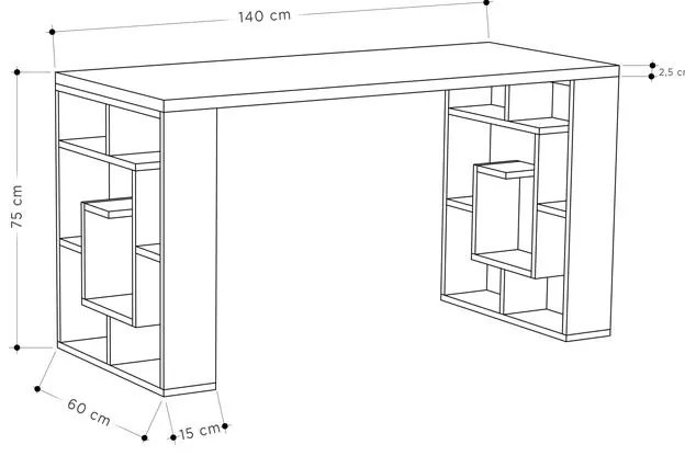 Γραφείο Labirent σε Λευκό - Μόκα 140x60x75 εκ. 140x60x75 εκ.
