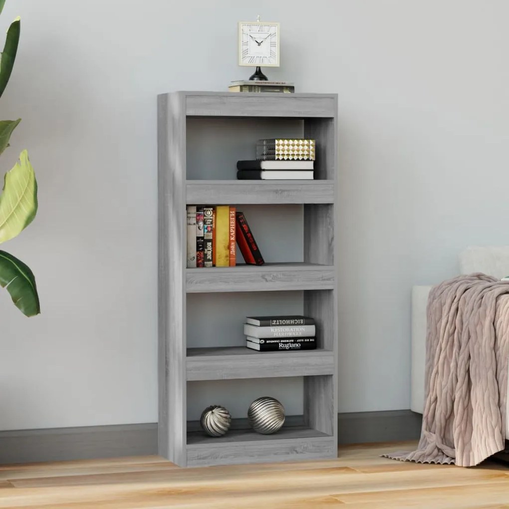 vidaXL Βιβλιοθήκη/Διαχωρ. Χώρου Γκρι Sonoma 60x30x135 εκ Επεξεργ. Ξύλο