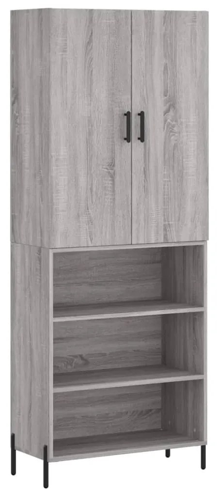 vidaXL Ντουλάπι Γκρι Sonoma 69,5 x 34 x 180 εκ. Επεξεργασμένο Ξύλο