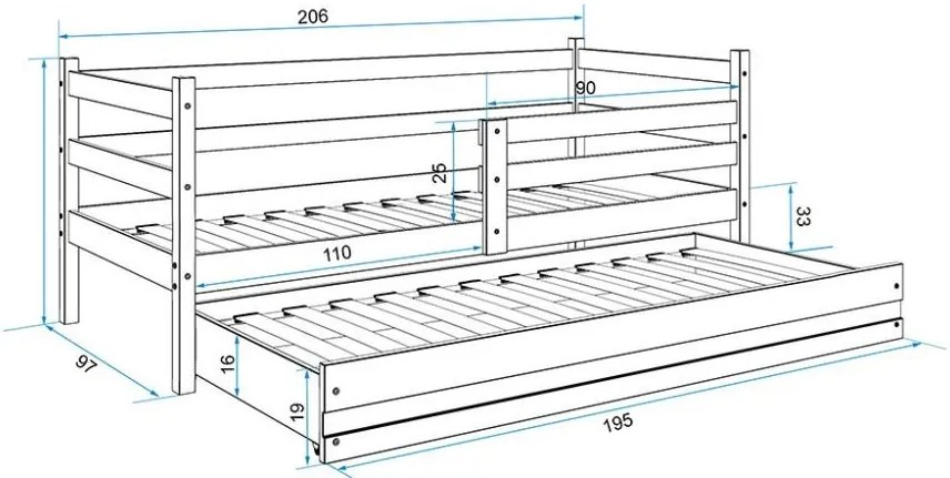 Κρεβάτι Puzzle II-Λευκό-200 x 90