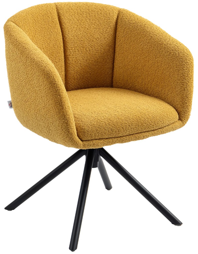 Πολυθρόνα HOMCOM, πολυθρόνα με άνετο κάθισμα, περιστρεφόμενη, χνουδωτή επένδυση, έως 120 kg, κίτρινο