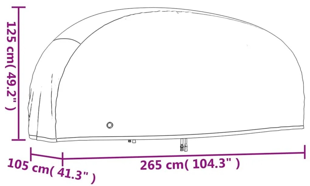 Κουκούλα Μηχανής Μαύρη 265x105x125 εκ. Ύφασμα Oxford 210D