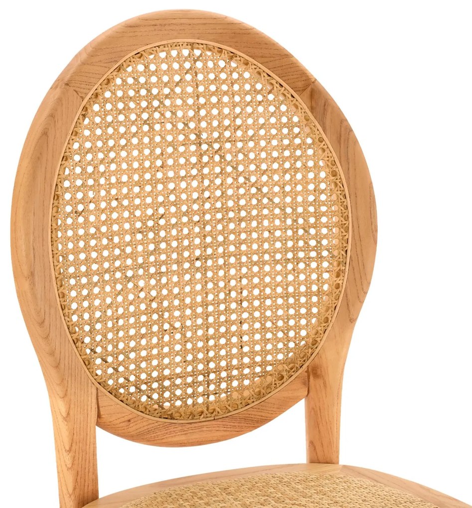 Καρέκλα TINSLEY Ξύλινη με Οβάλ πλάτη και Rattan Φυσικό 45x50x97εκ. 45x50x97 εκ.