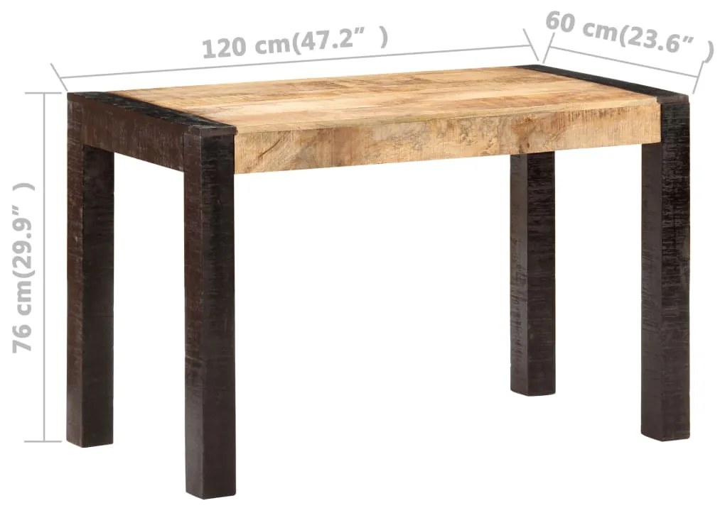 vidaXL Τραπεζαρία 120 x 60 x 76 εκ. από Μασίφ Ακατέργαστο Ξύλο Μάνγκο