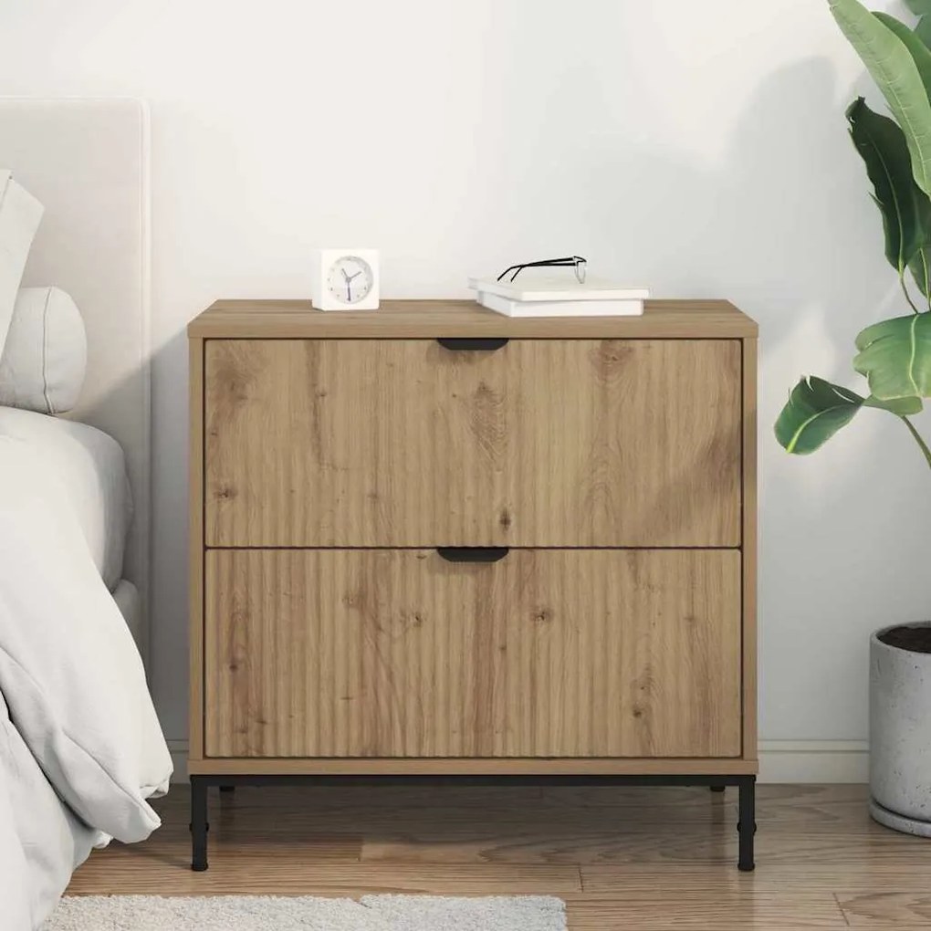 vidaXL Κομοδίνο artisan δρυς 63.5 x 36 x 61 εκ Επεξεργασμένο ξύλο