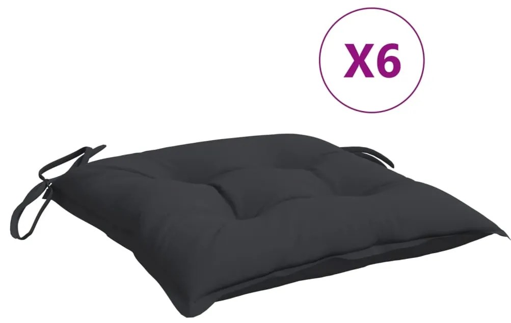 vidaXL Μαξιλάρια Καρέκλας Κήπου 6 τεμ. Μαύρα 50x50x7 εκ. Oxford Ύφασμα