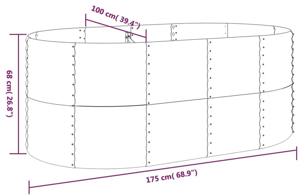 vidaXL Ζαρντινιέρα Γκρι 175x100x68 εκ. Γαλβανισμένος χάλυβας