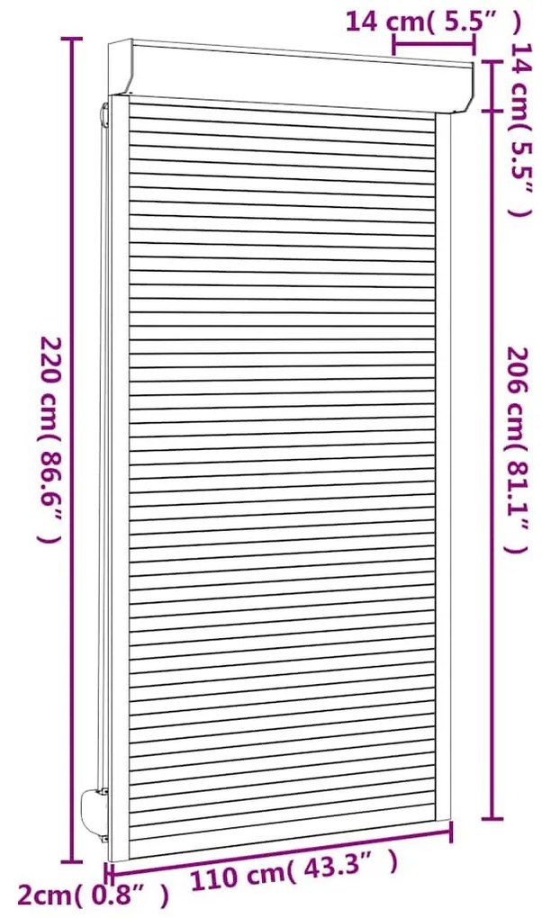 Παντζούρι Ρολό Λευκό 110 x 220 εκ. από Αλουμίνιο - Ανθρακί