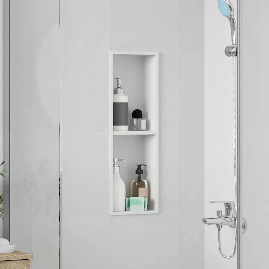 vidaXL Νίτσα Μπάνιου Λευκό 60 x 20 x 9.5 εκ Ανοξείδωτο ατσάλι