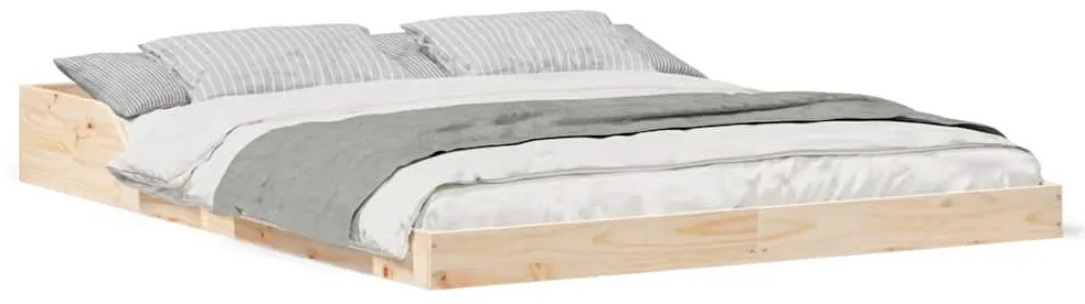 vidaXL Σκελετός Κρεβατιού Καφέ 140 x 210 cm Στερεά ξυλεία πεύκου