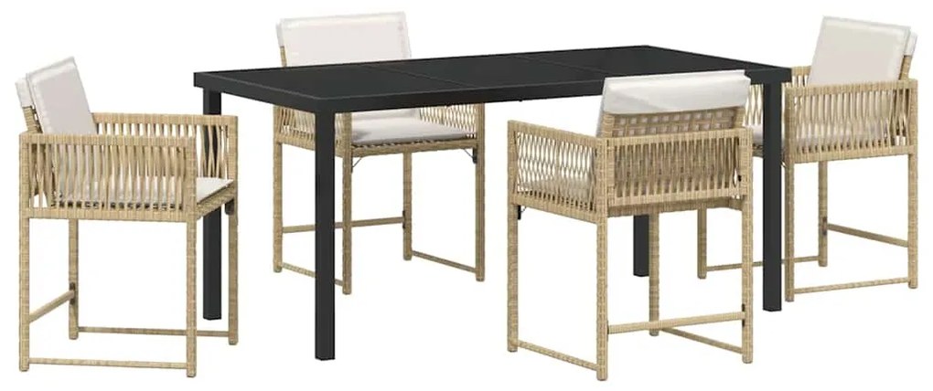 vidaXL Σέτ φαγητού για κήπο 5 pcs Μπεζ συνθετικό ρατάν
