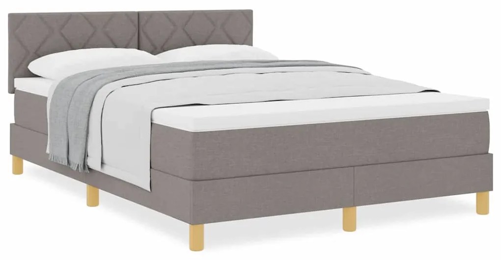 vidaXL Κρεβάτι box spring με στρώμα Taupe 140 x 190 cm ύφασμα