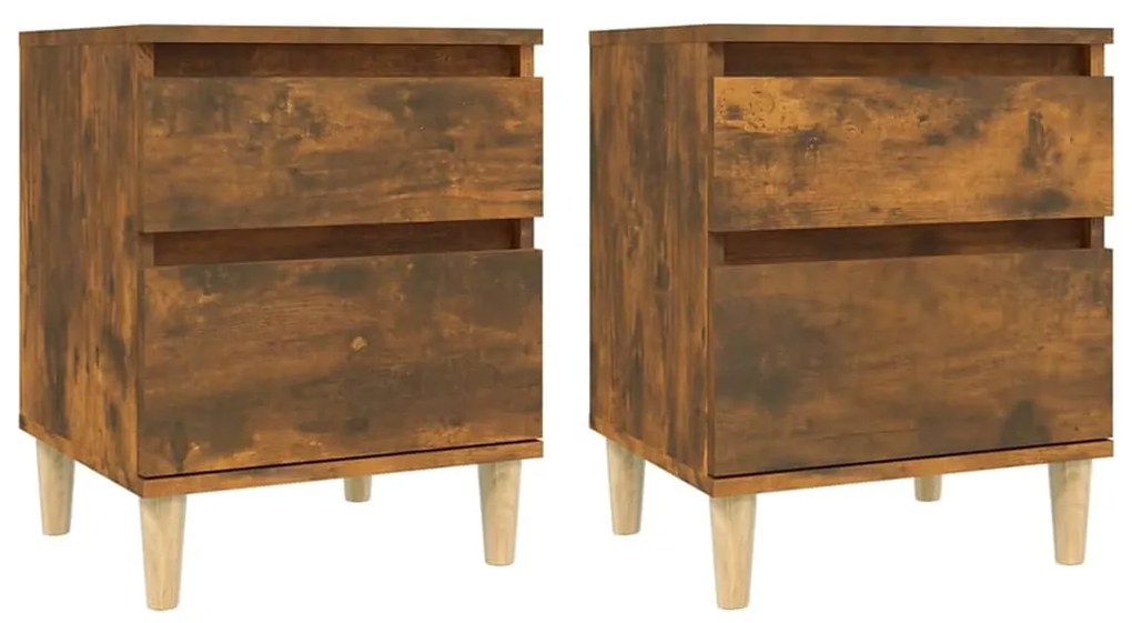 vidaXL Κομοδίνα 2 τεμ. Καπνιστή Δρυς 40 x 35 x 50 εκ.