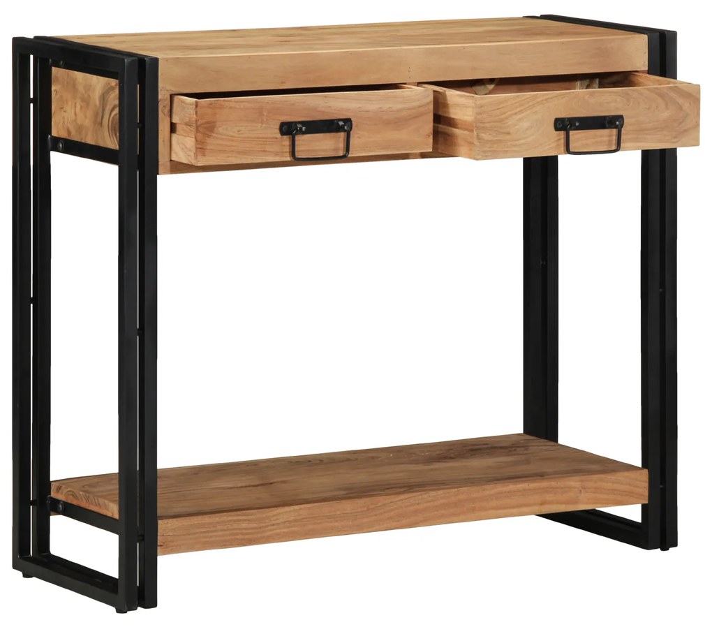 vidaXL Κονσόλα Μαύρη 90x33x75 εκ. Μασίφ ξύλο ακακίας και Μέταλλο