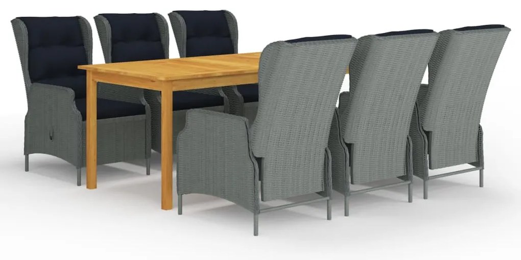 vidaXL Σετ Τραπεζαρίας Κήπου 7 Τεμαχίων Ανοιχτό Γκρι