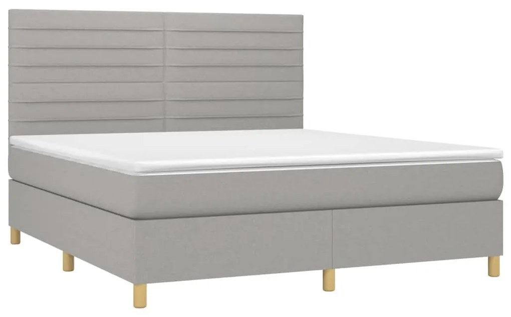 Κρεβάτι Boxspring με Στρώμα &amp; LED Αν.Γκρι 160x200εκ. Υφασμάτινο - Γκρι