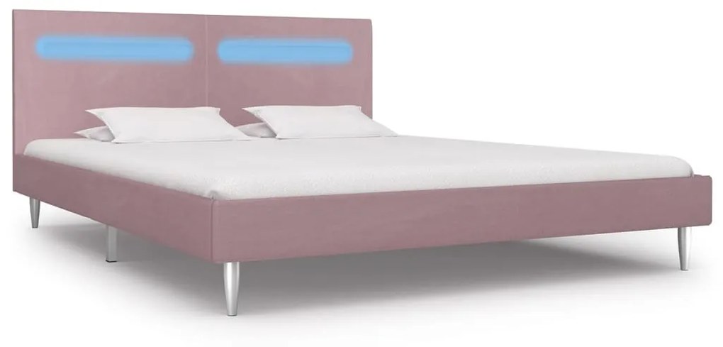 vidaXL Πλαίσιο Κρεβατιού με LED Ροζ 180 x 200 εκ. Υφασμάτινο
