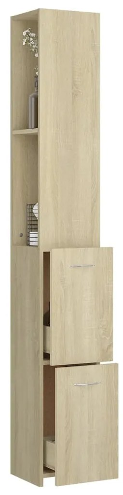 vidaXL Ντουλάπι Μπάνιου Sonoma Δρυς 25x26,5x170 εκ. Επεξεργασμένο Ξύλο