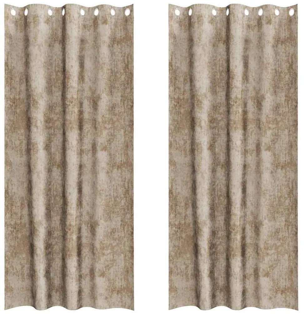 vidaXL Κουρτίνα με κουρτίνες 2 pcs Μπρονζέ 260 x 140 εκ. Βελούδο