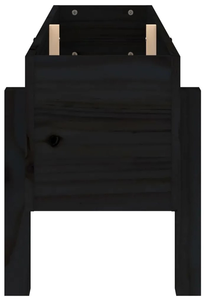 Ζαρντινιέρα Υπερυψωμένη 101x30x38 εκ. από Μασίφ Ξύλο Πεύκου - Μαύρο