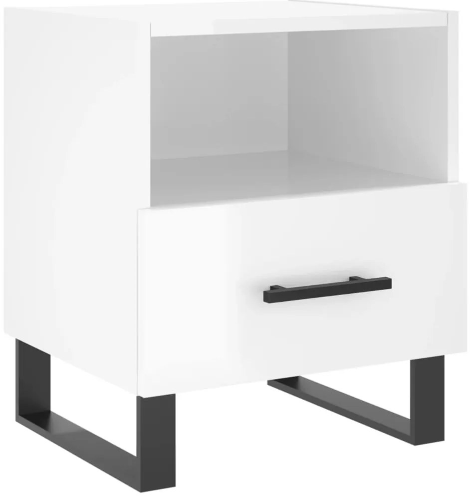 vidaXL Κομοδίνα 2 τεμ. Γυαλ. Λευκό 40x35x47,5 εκ. Επεξεργασμένο Ξύλο