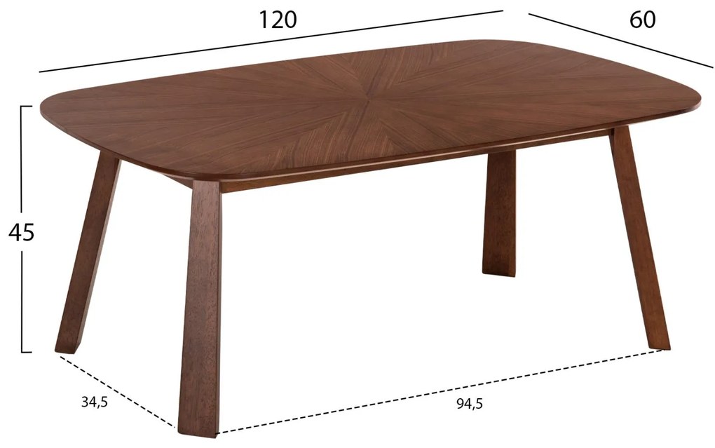 Τραπεζάκι σαλονιού RINER C9737 MDF σε Καρυδί 120x60x45Yεκ. 120x60x45 εκ.