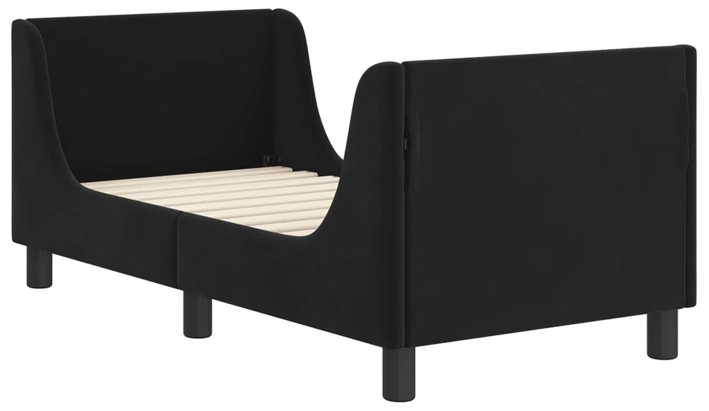 vidaXL Κρεβατική βάση για παιδιά με προσκέφαλο Μαύρο 70 x 140 cm