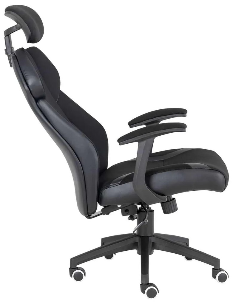 BF8300 Πολυθρόνα Γραφείου Διευθυντή, Microfiber Μαύρο PU Μαύρο 64x72x122/130cm
